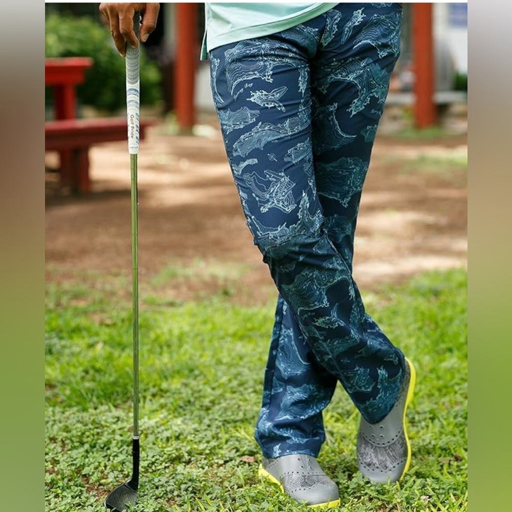 WILLIAM MURRAY Bay Map Golf Pants Size 34x28 Retro Whimsical